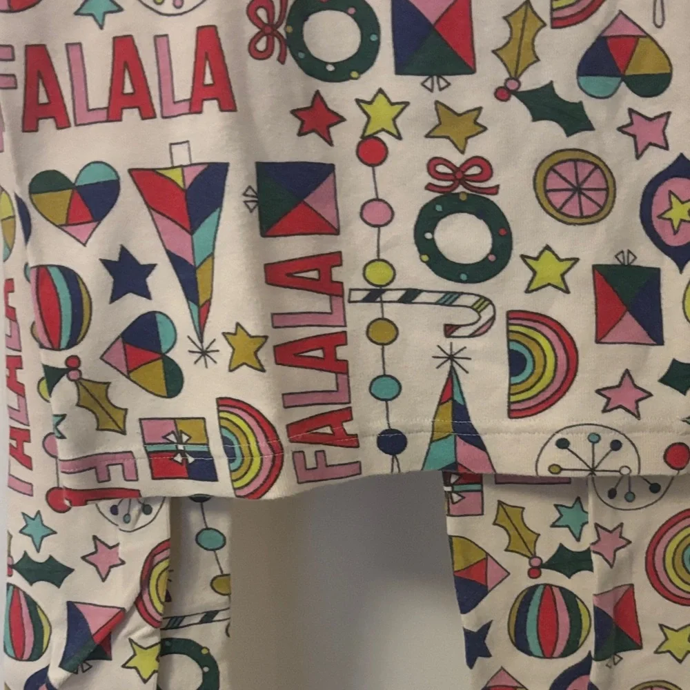 Holiday Icon Cream Pajama Set with Multicolor Print